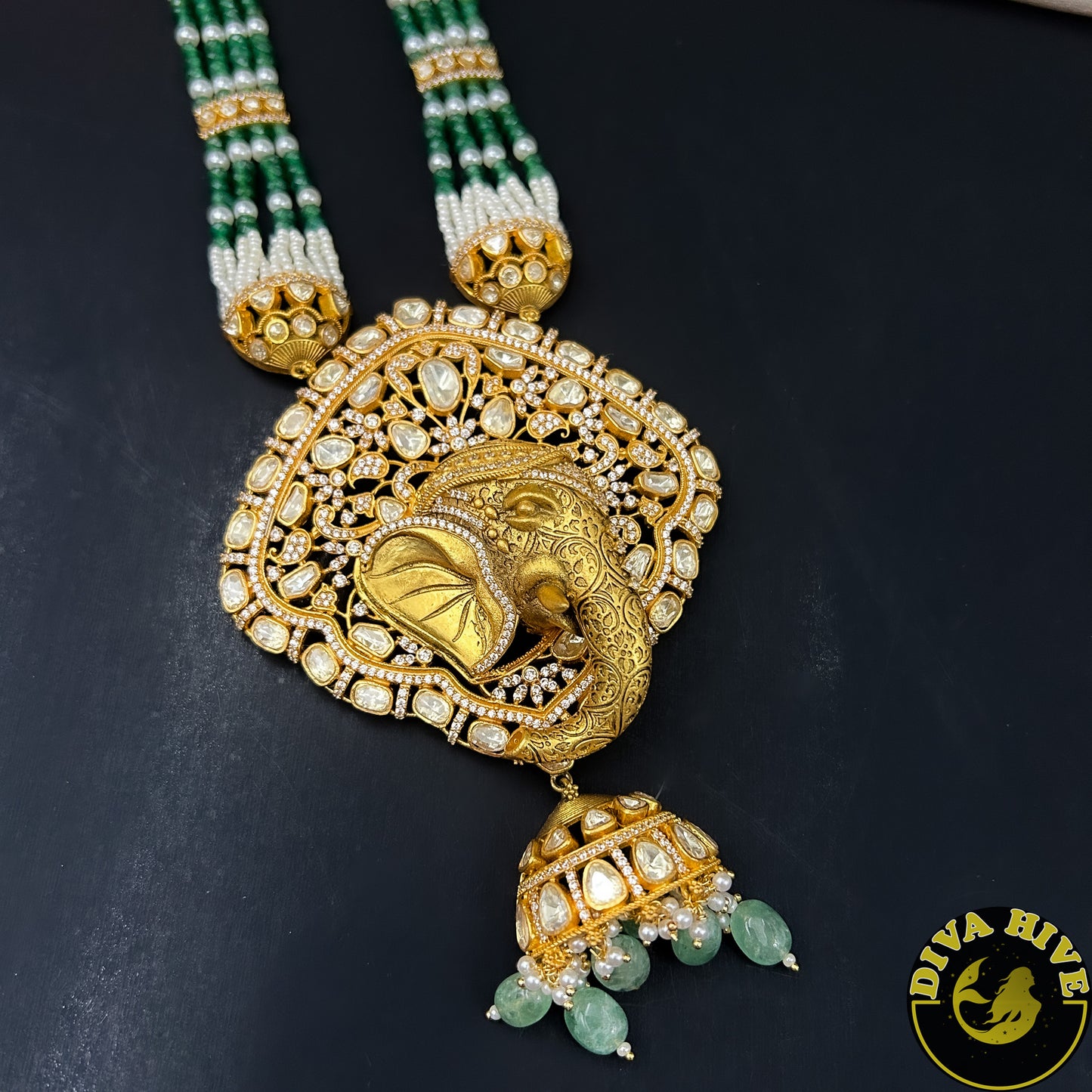 Kalakriti 22K Gold Plated Real Moissanite Long Necklace