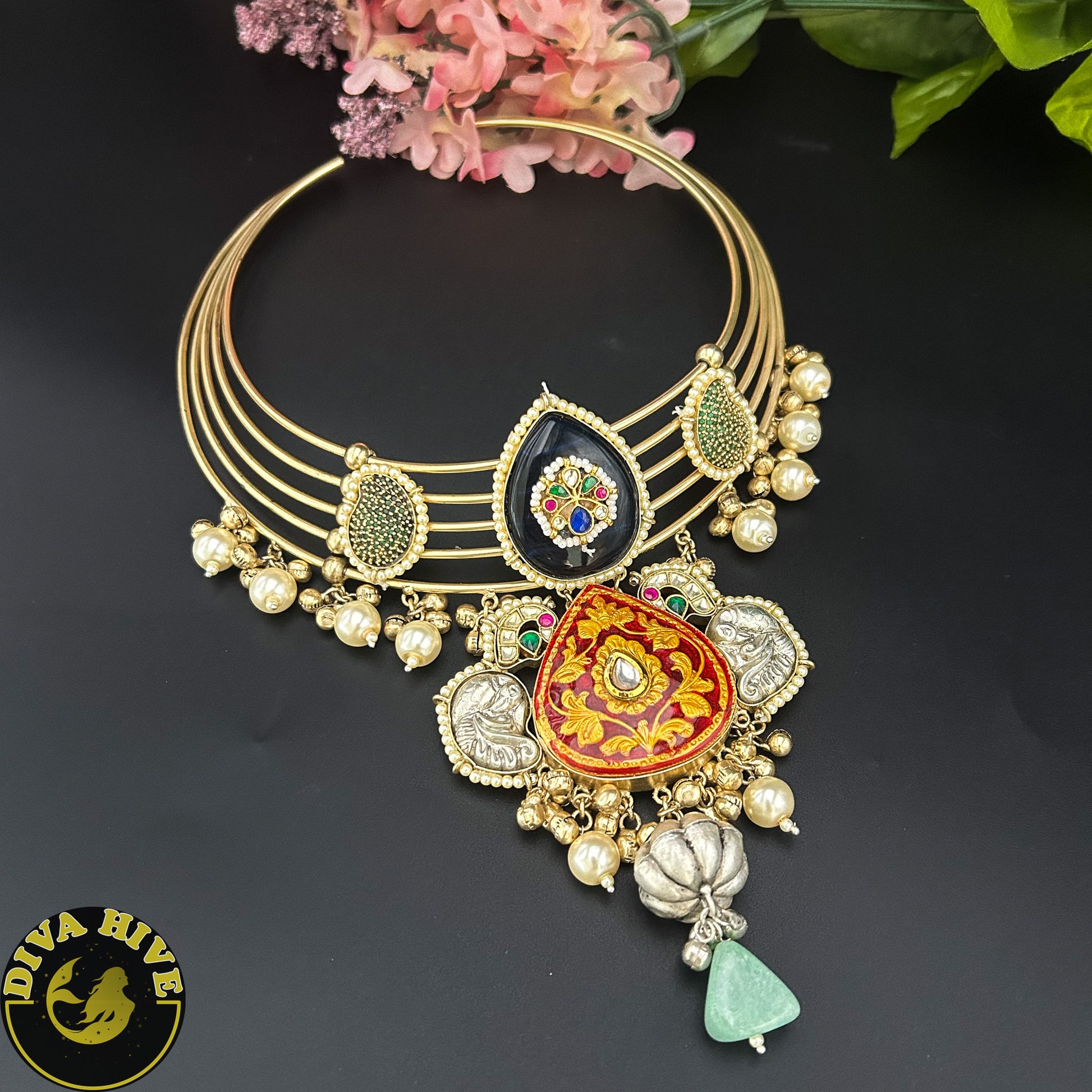 Vaanya Fusion Hasli - Necklace -925Silver, Diva Exclusive, featured, Hasuli, Necklace, Silver - Divahive