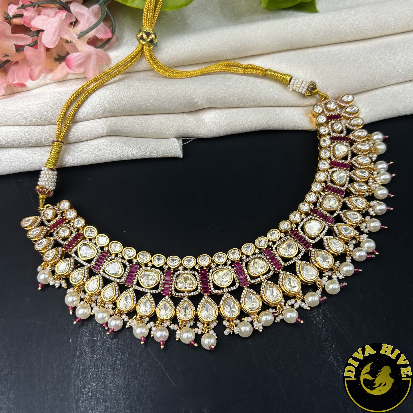 Malika 24K Gold Plated Moissanite Necklace Set