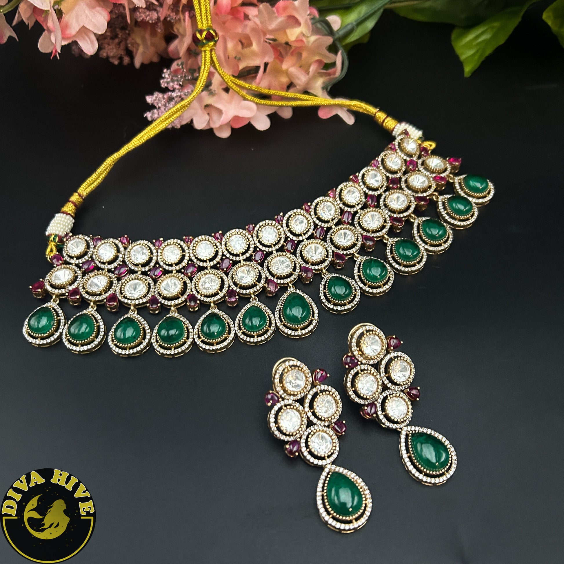 Mohini Moissanite Necklace - Necklace -Diva Exclusive, Doublet, Kundan, moissanite, Necklace - Divahive