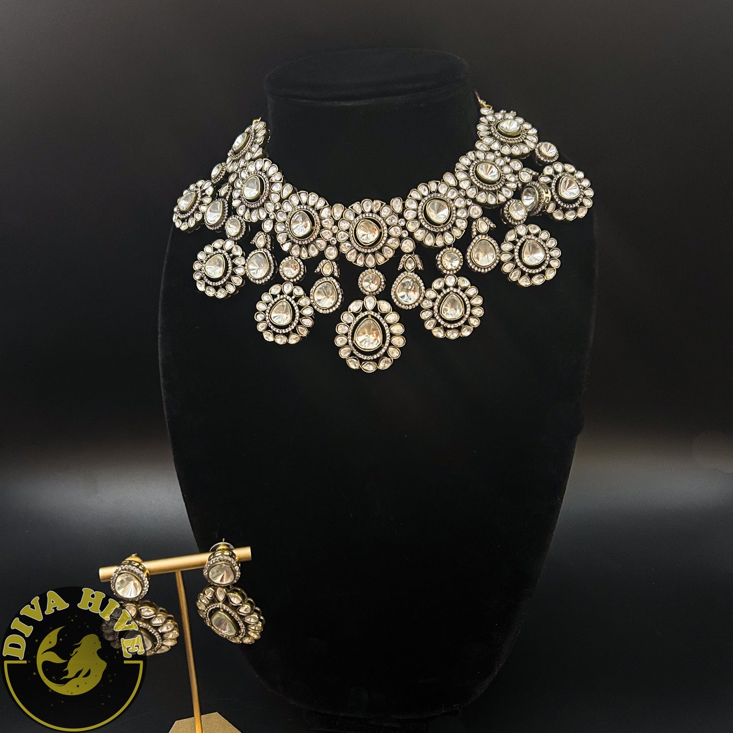 Kainaat Moissanite Bridal | Semi Bridal Necklace set - Necklace -Diva Exclusive, Doublet, Kundan, moissanite, Necklace - Divahive