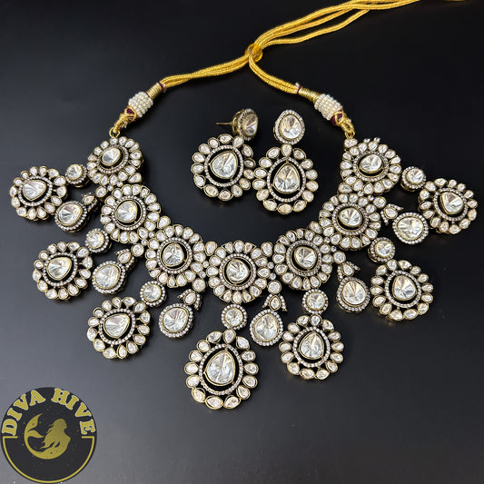 Kainaat Moissanite Bridal | Semi Bridal Necklace set - Necklace -Diva Exclusive, Doublet, Kundan, moissanite, Necklace - Divahive