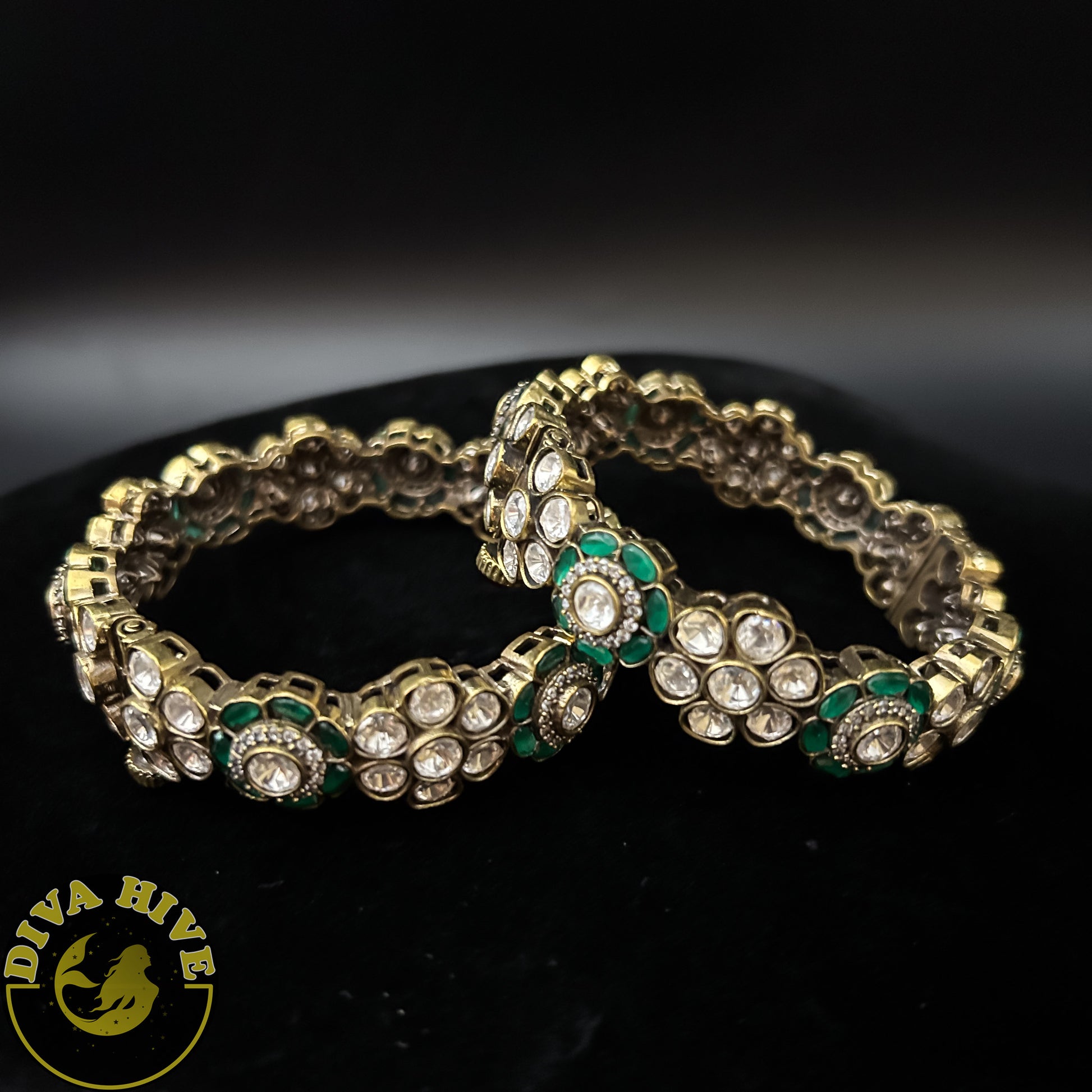 Moh Moissanite Bangle | Diva Exclusive Bangle - Bangle -Bangle, Bracelet, Kundan, moissanite - Divahive