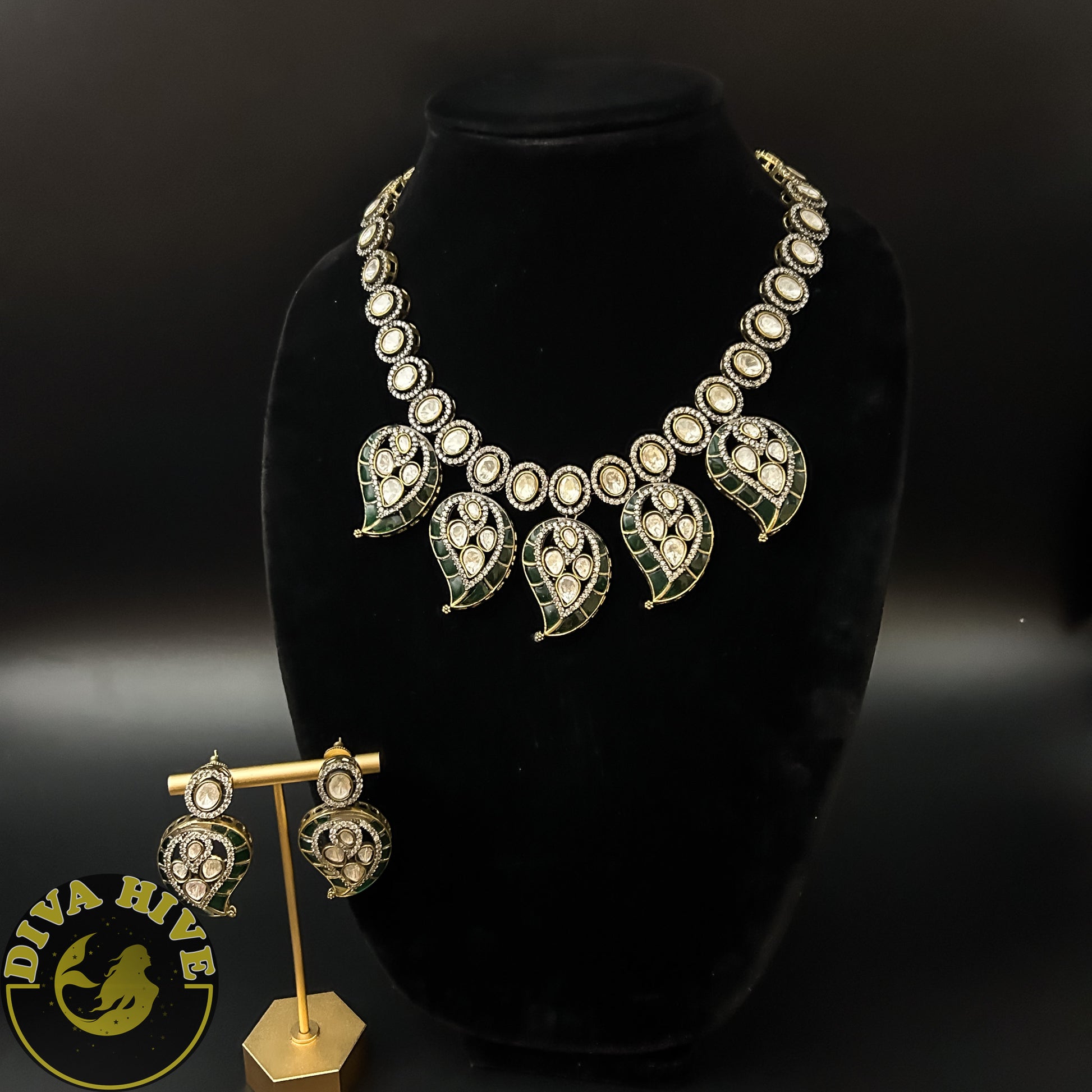 Mallika Necklace - Necklace -Diva Exclusive, Doublet, Kundan, moissanite, Necklace - Divahive