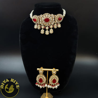 Nysaa Moissanite and Doublet Choker-2 - Necklace -Diva Exclusive, Doublet, Kundan, moissanite, Necklace - Divahive