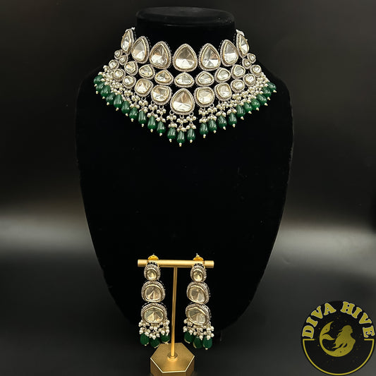 Nyra  Polki Choker -  -Choker, Kundan, Necklace, Polki - Divahive