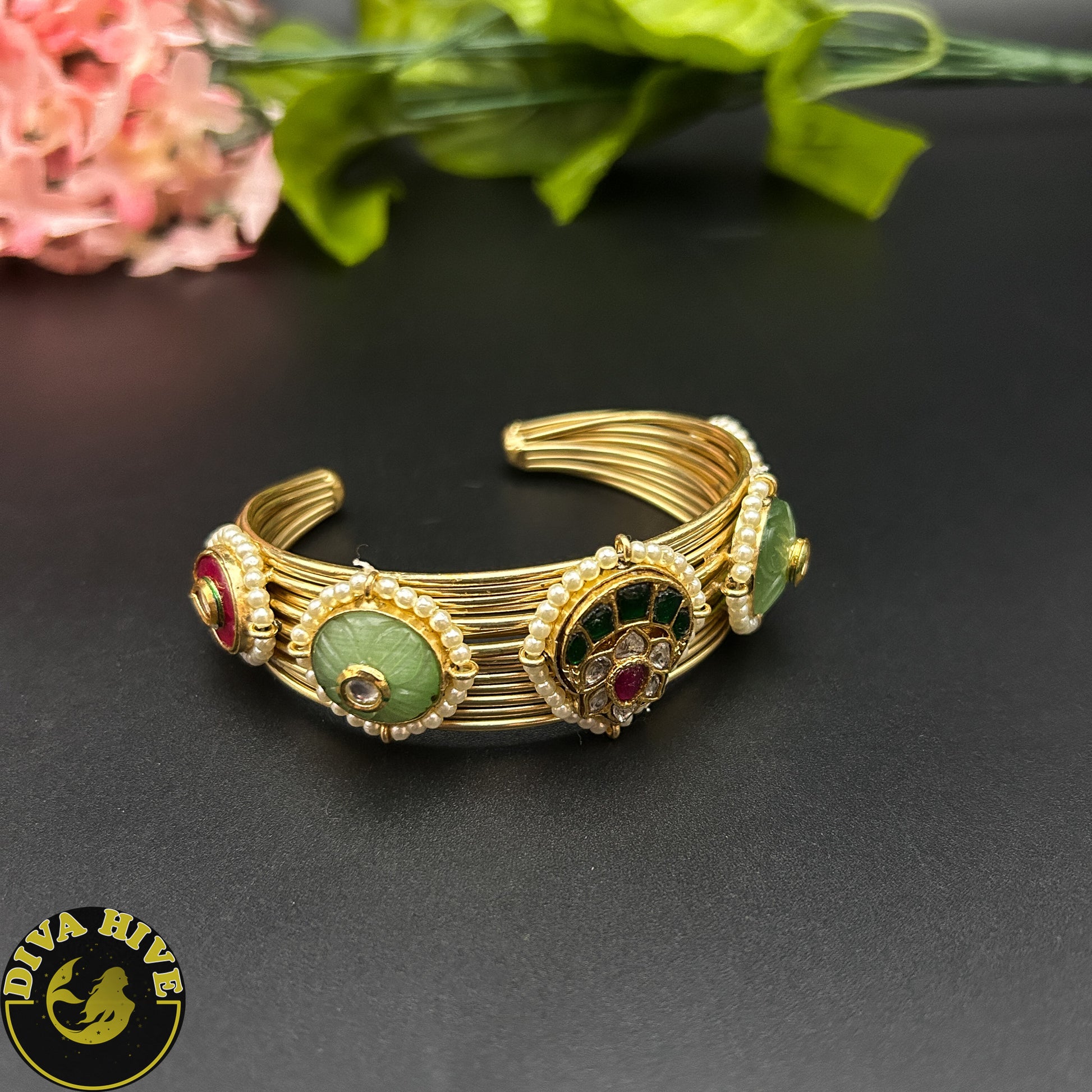 Veera Cuff - Bracelet -Bracelet, Diva Exclusive, Doublet, featured, Fusion, moissanite - Divahive