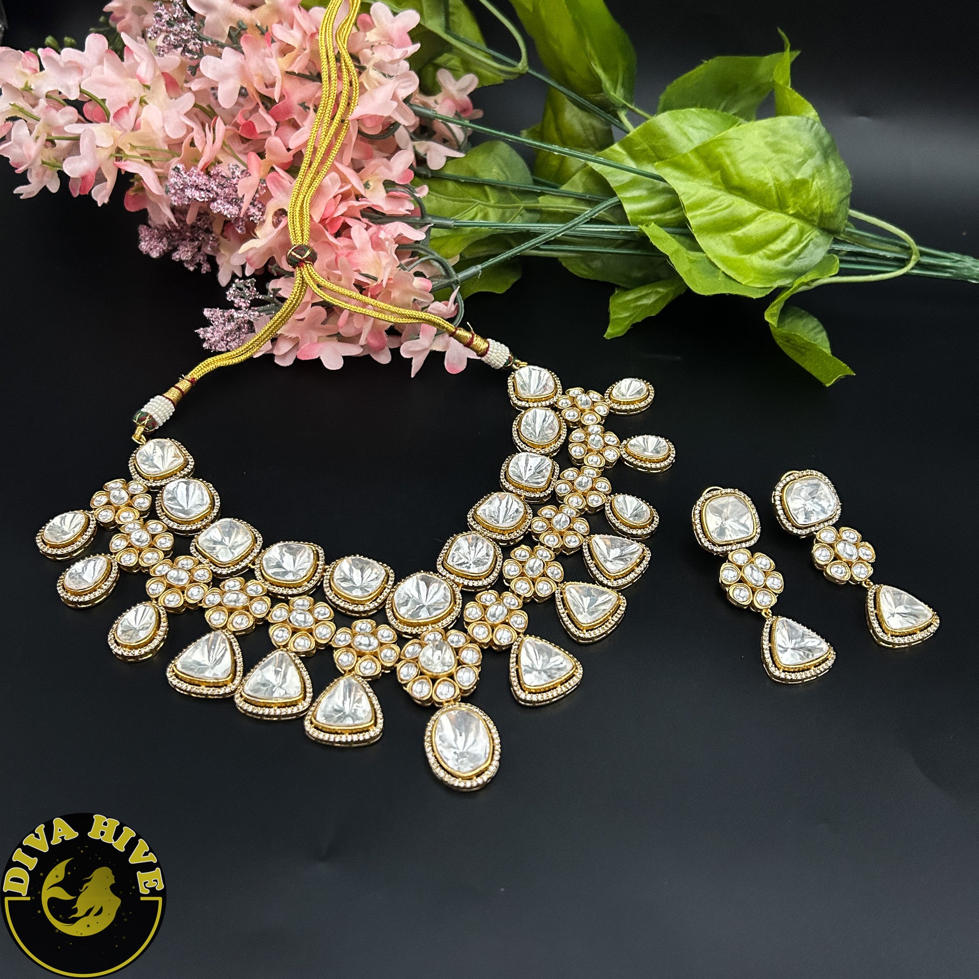 Maharani Polki Necklace - Necklace -Diva Exclusive, Featured, Kundan, Necklace, Polki - Divahive