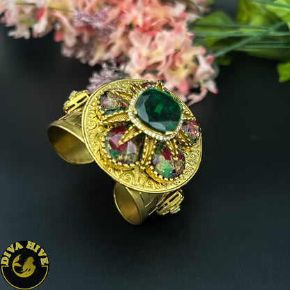 Panaah Metallic Stone cuff - Bracelet -["Bracelet","Diva Exclusive","Doublet","featured"] - Divahive