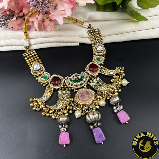 Nyra Silver Fusion Necklace | Diva Exclusive Necklace | 92.5 Silver jewellery