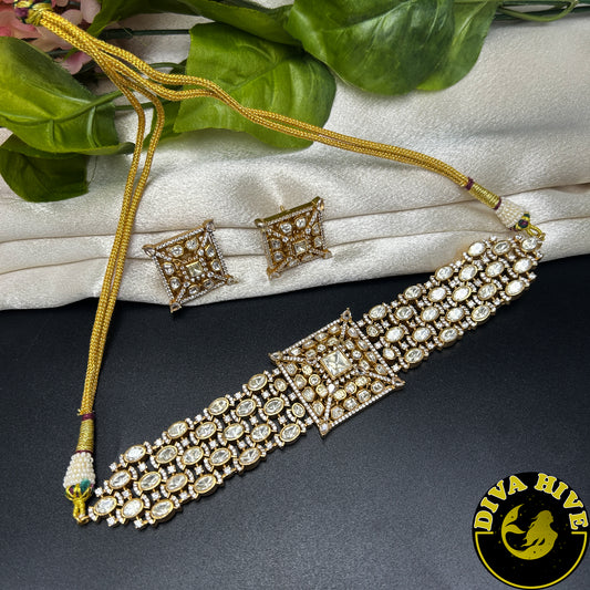 Ziyaa 22K Gold Plated Moissanite Choker