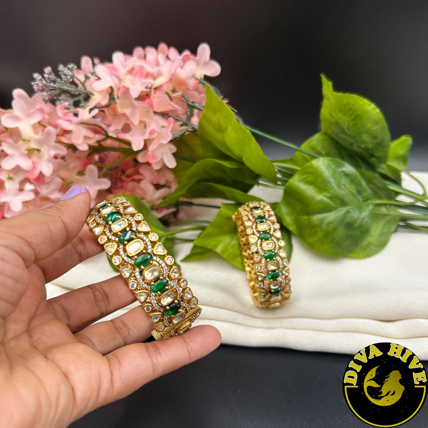 Ruhani 22K Gold Plated Moissanite Bangle