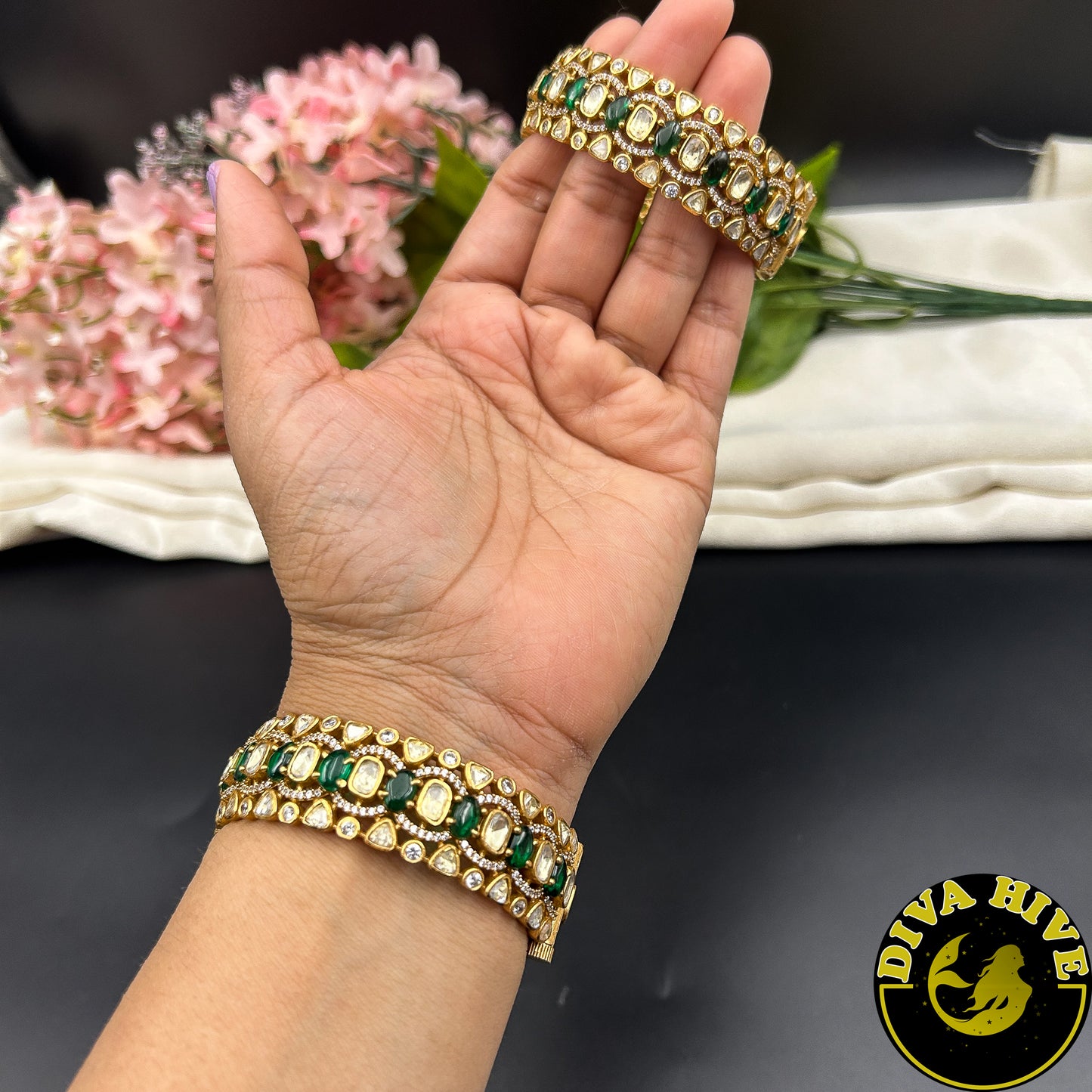 Ruhani 22K Gold Plated Moissanite Bangle