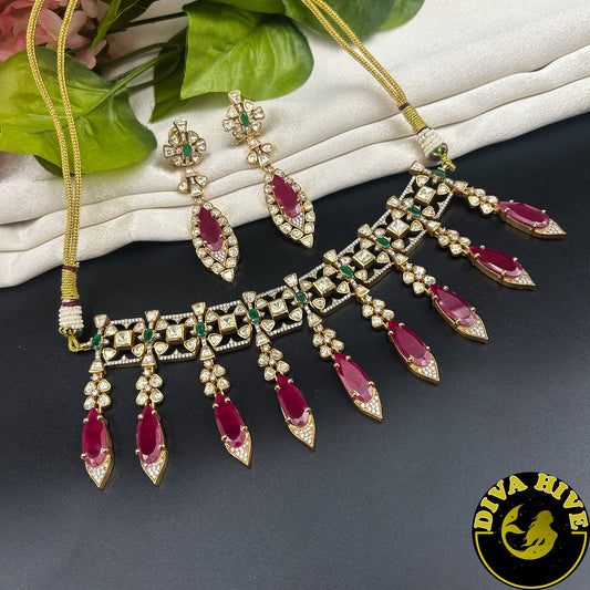 Kashish 22K Gold Plated Moissanite Bridal/Semi Bridal Choker