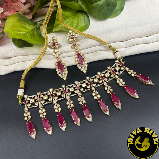 Kashish 22K Gold Plated Moissanite Bridal/Semi Bridal Choker