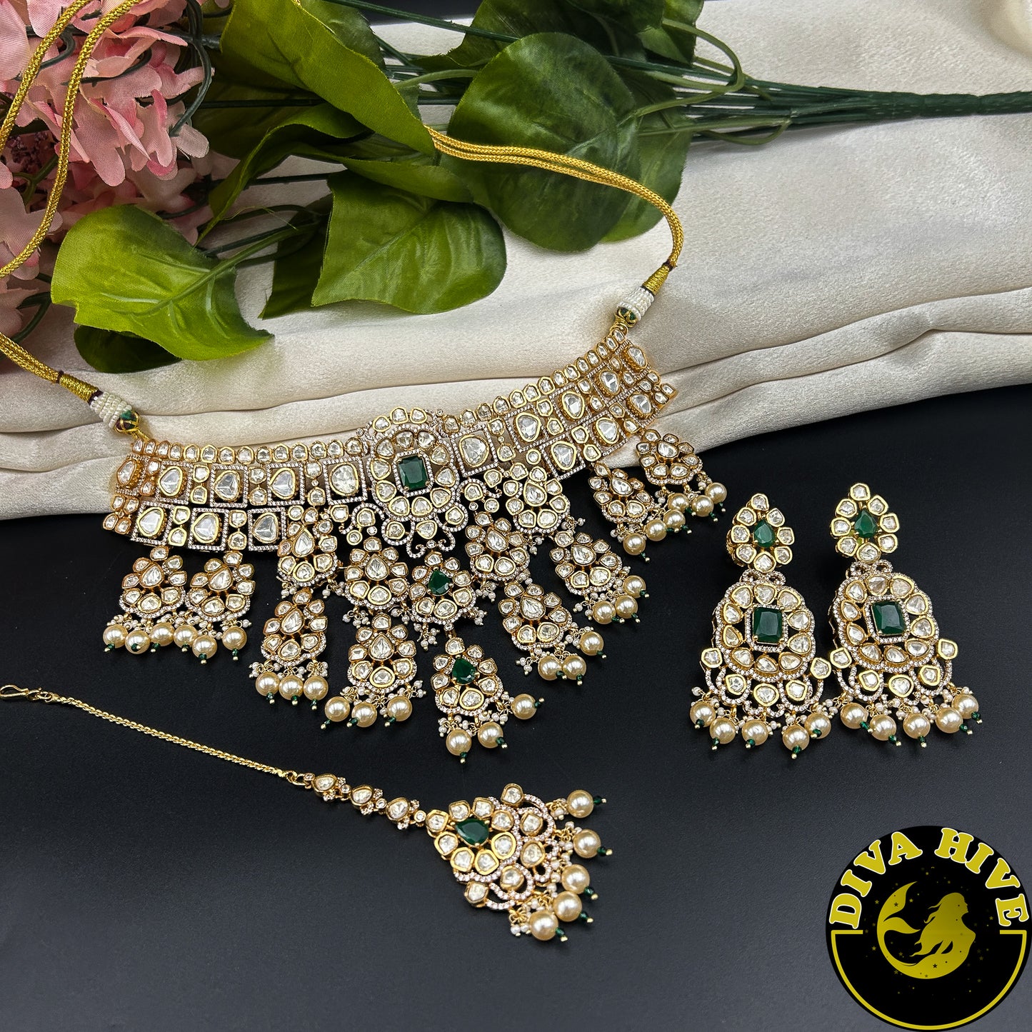 Moh 22K Gold Plated Moissanite Bridal/Semi Bridal Choker