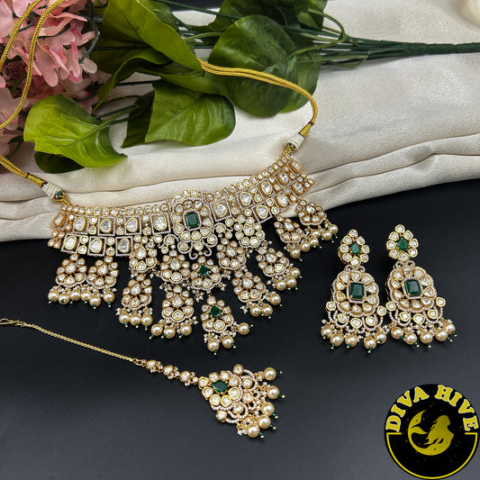 Moh 22K Gold Plated Moissanite Bridal/Semi Bridal Choker