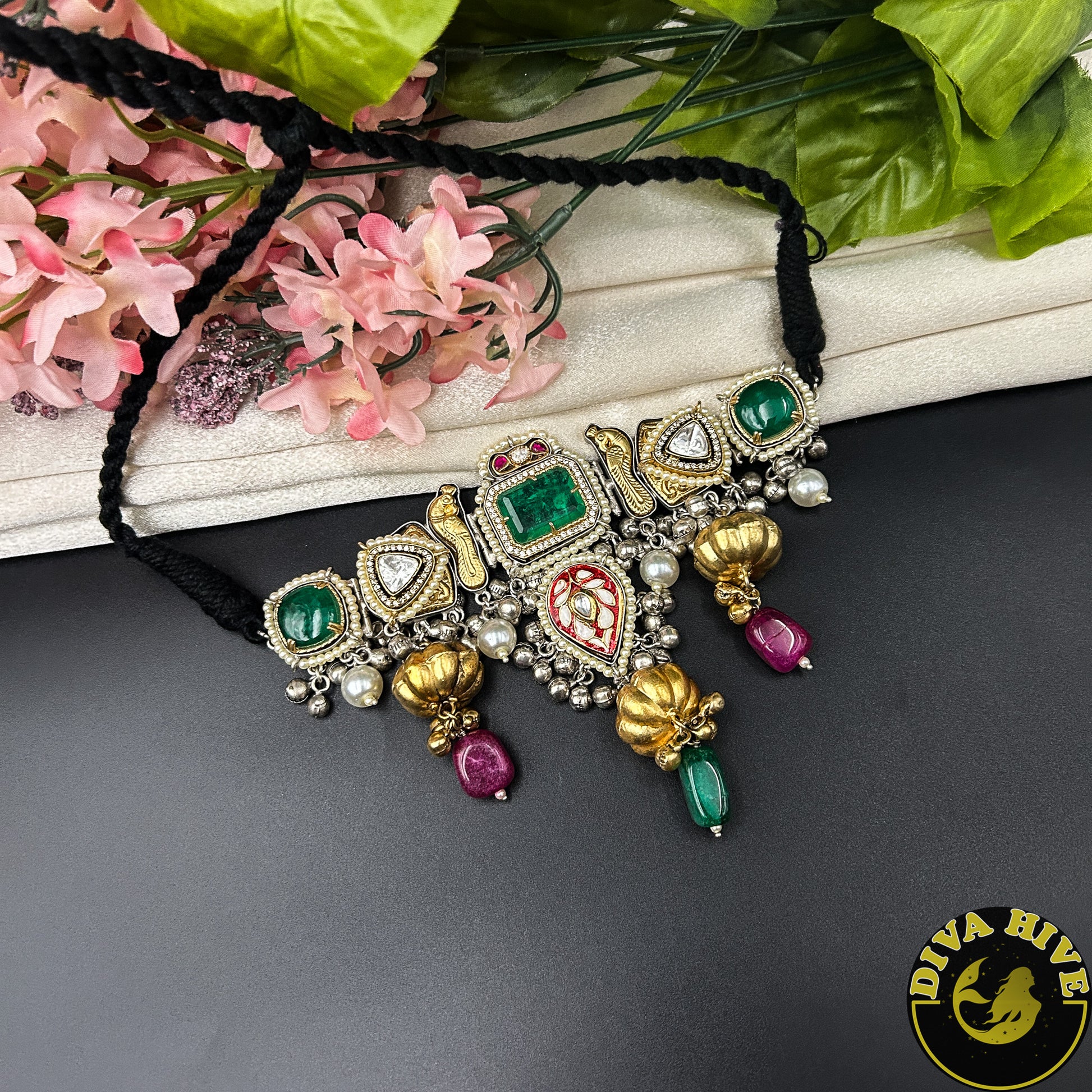 Maahi Fusion Choker - Necklace -["925Silver","Diva Exclusive","featured","Hasuli","Necklace","Silver"] - Divahive