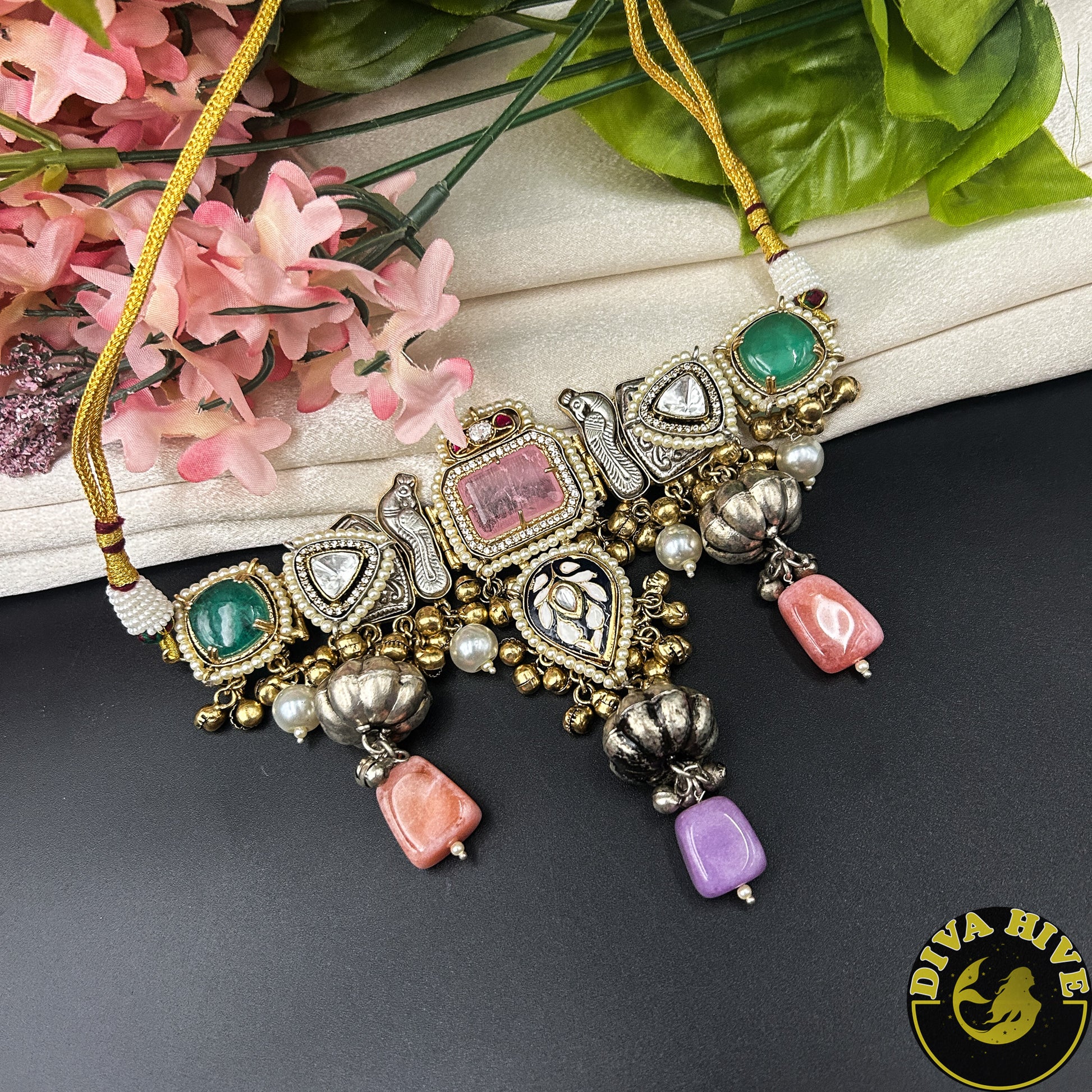 Maahi Fusion Choker - Necklace -["925Silver","Diva Exclusive","featured","Hasuli","Necklace","Silver"] - Divahive