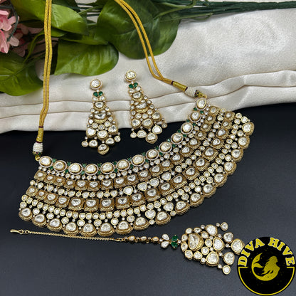 Noor 22K Gold Plated Bridal | Semi Bridal Choker Set