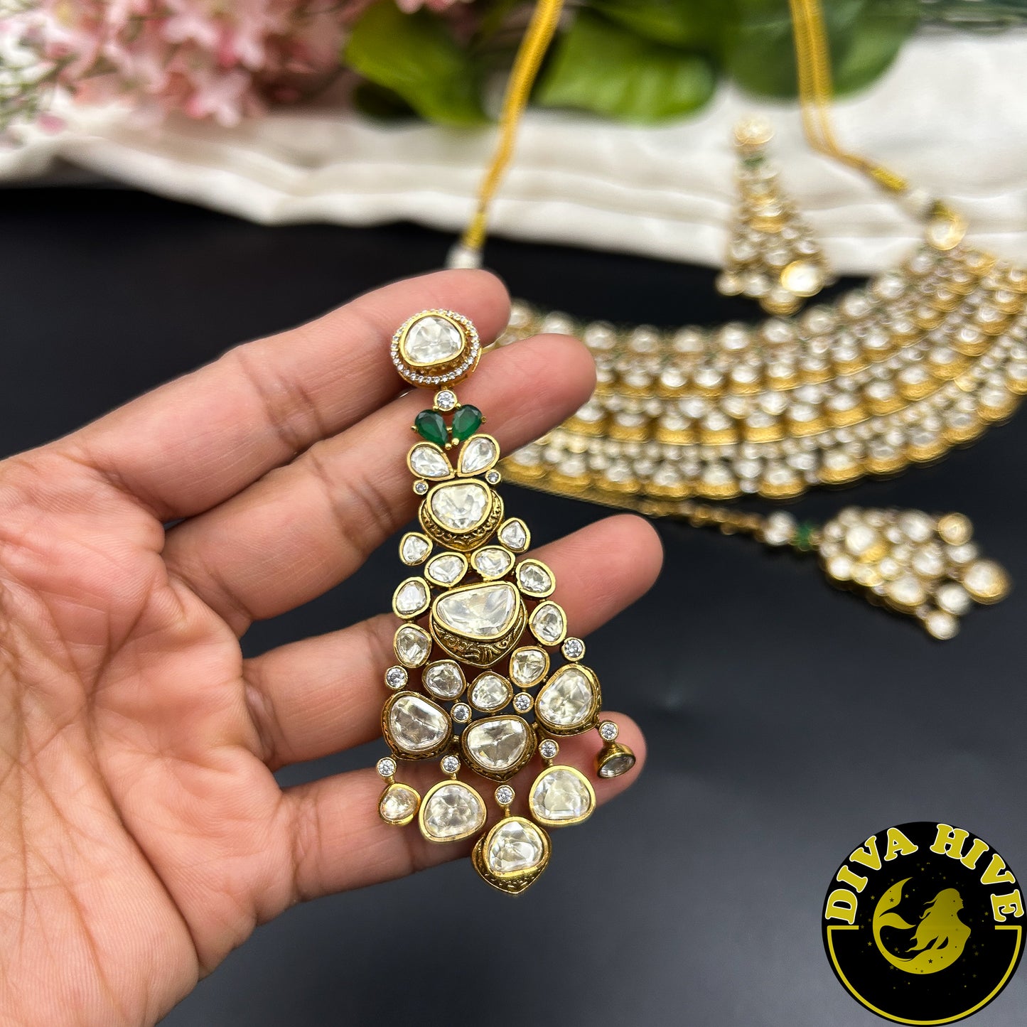 Noor 22K Gold Plated Bridal | Semi Bridal Choker Set