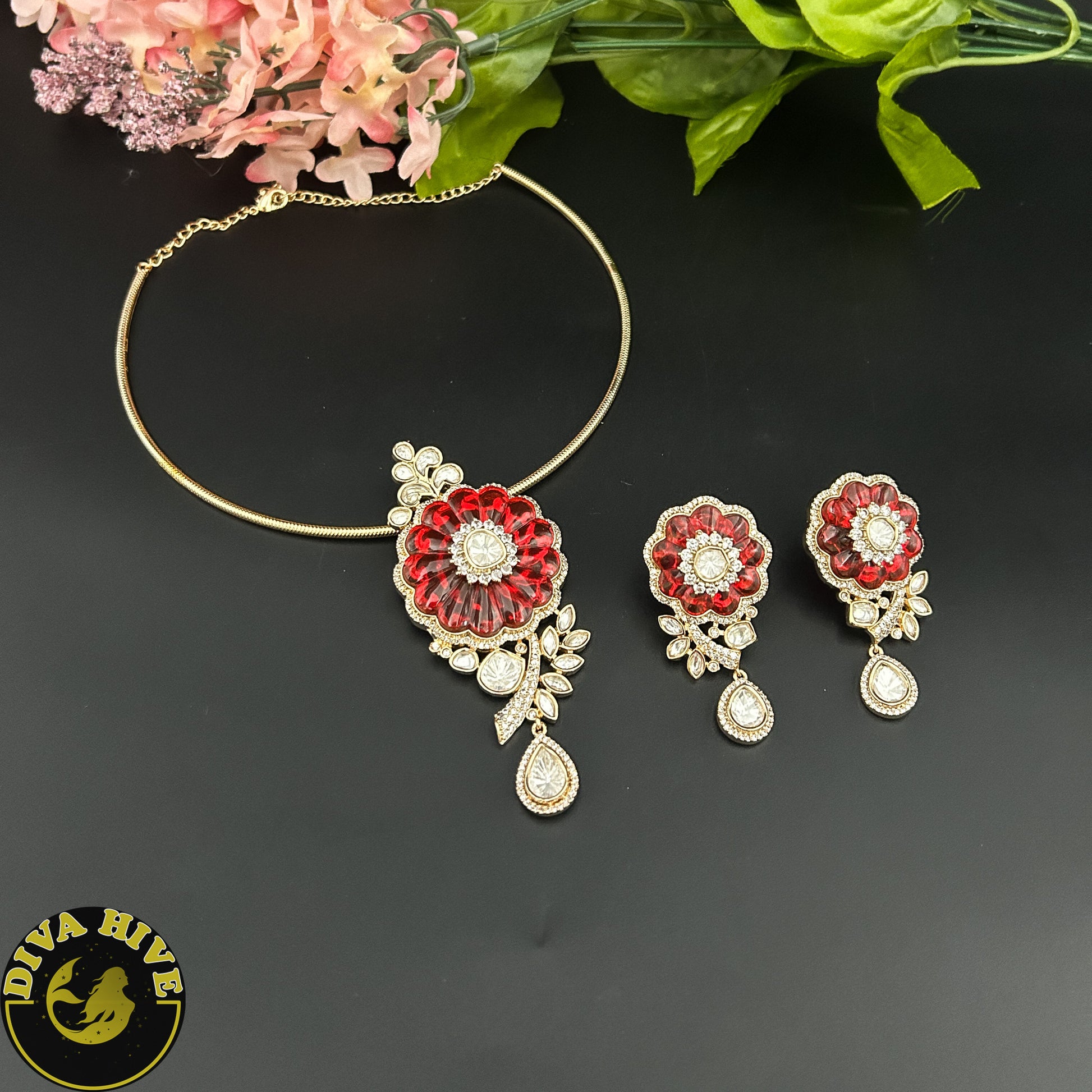 Sitara Moissanite Hasli - Necklace -Diva Exclusive, Doublet, Kundan, moissanite, Necklace - Divahive