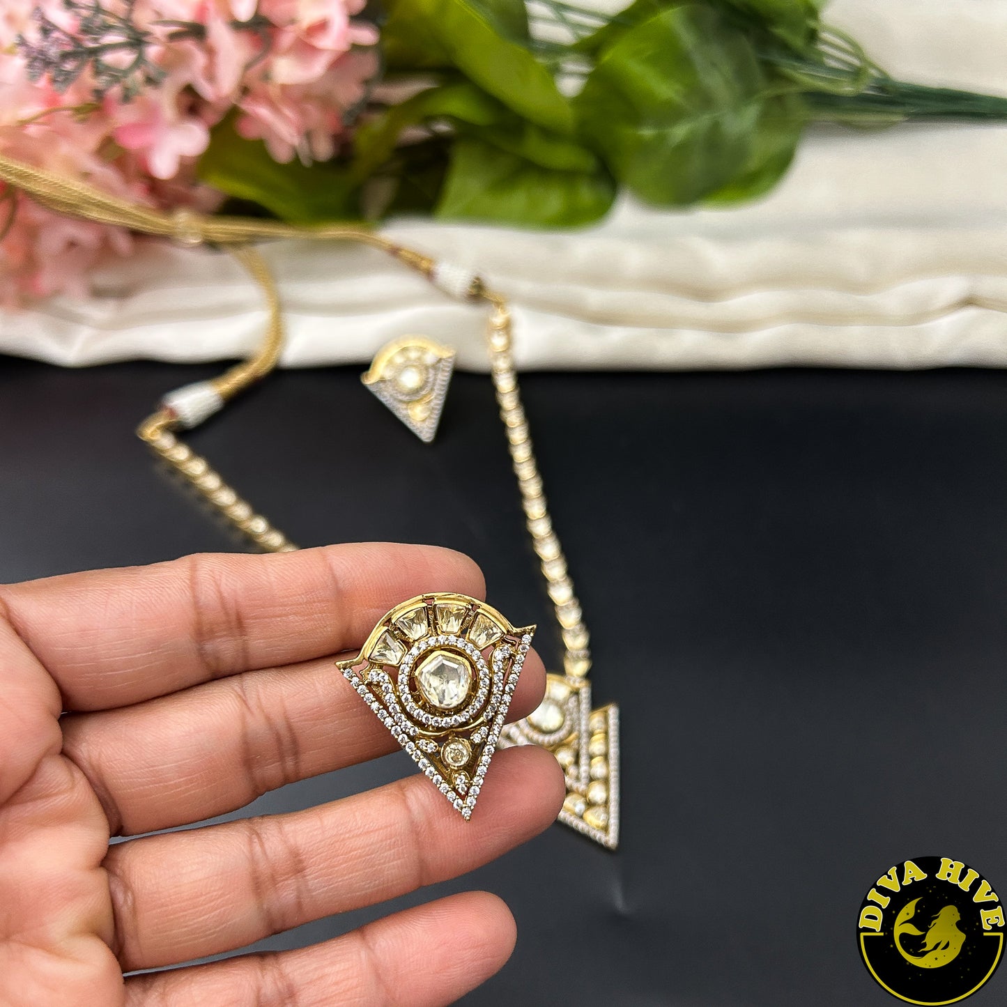 Ziyaa 22K Gold Plated Moissanite Necklace
