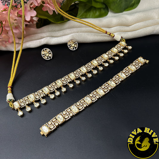 Aarohi 22K Gold Plated Moissanite Bracelet