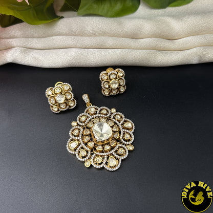 Myra 22K Gold Plated Moissanite Pendant set