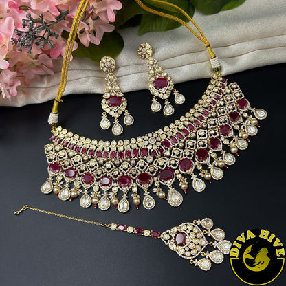 Zarika 22K Gold Plated Bridal | Semi Bridal Choker Set