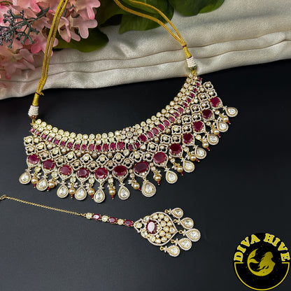 Zarika 22K Gold Plated Bridal | Semi Bridal Choker Set