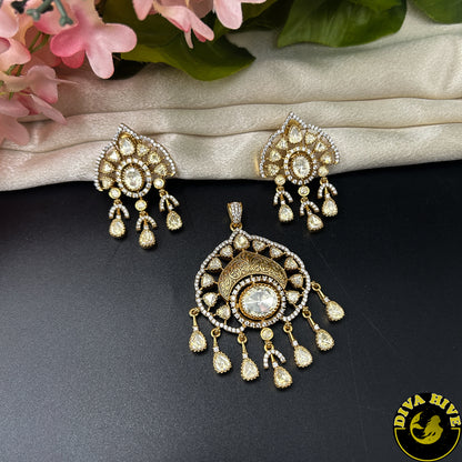 Nyra 22K Gold Plated Moissanite Pendant set