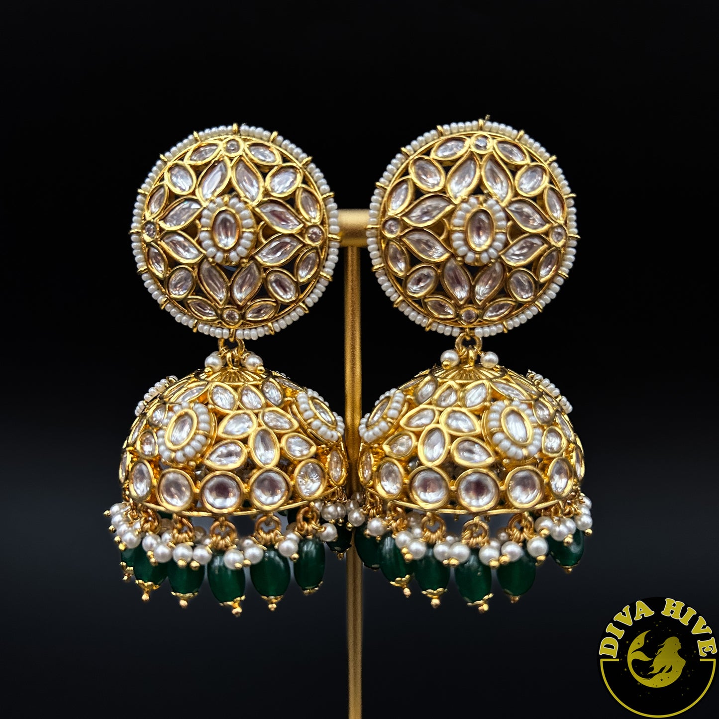 Maahi Premium Kundan Jhumka - Earring -Kundan - Divahive