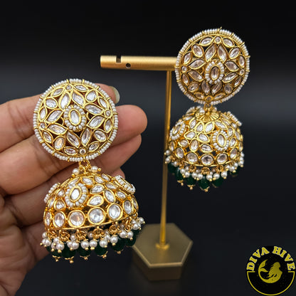 Maahi Premium Kundan Jhumka - Earring -Kundan - Divahive