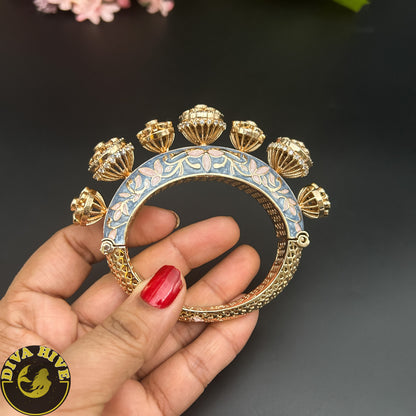 Qala Moissanite Meena Kada - Bangle -Bangle, Bracelet, Diva Exclusive, featured, moissanite - Divahive