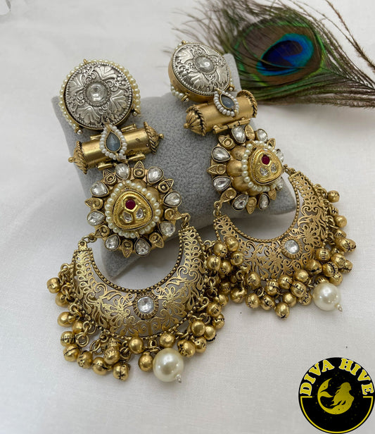 Gorgeous handcrafted Statement Earring | Diva Exclusive Earring | Tribal Earring - Earring -925Silver, Diva Exclusive, Earring, Fusion, Silver - Divahive