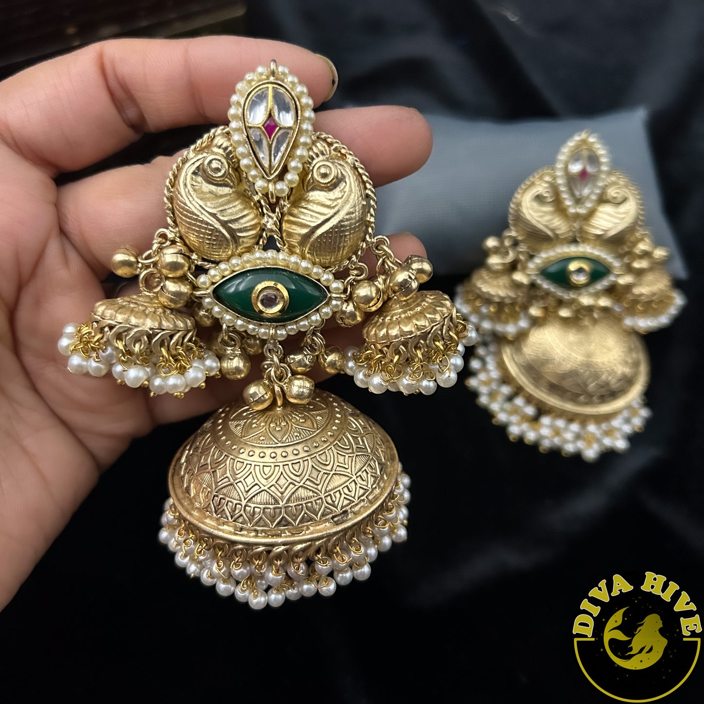 Three Layer Kamini Jumka | Statement Earring - Earring -925Silver, Diva Exclusive, Earring, Fusion, Silver - Divahive