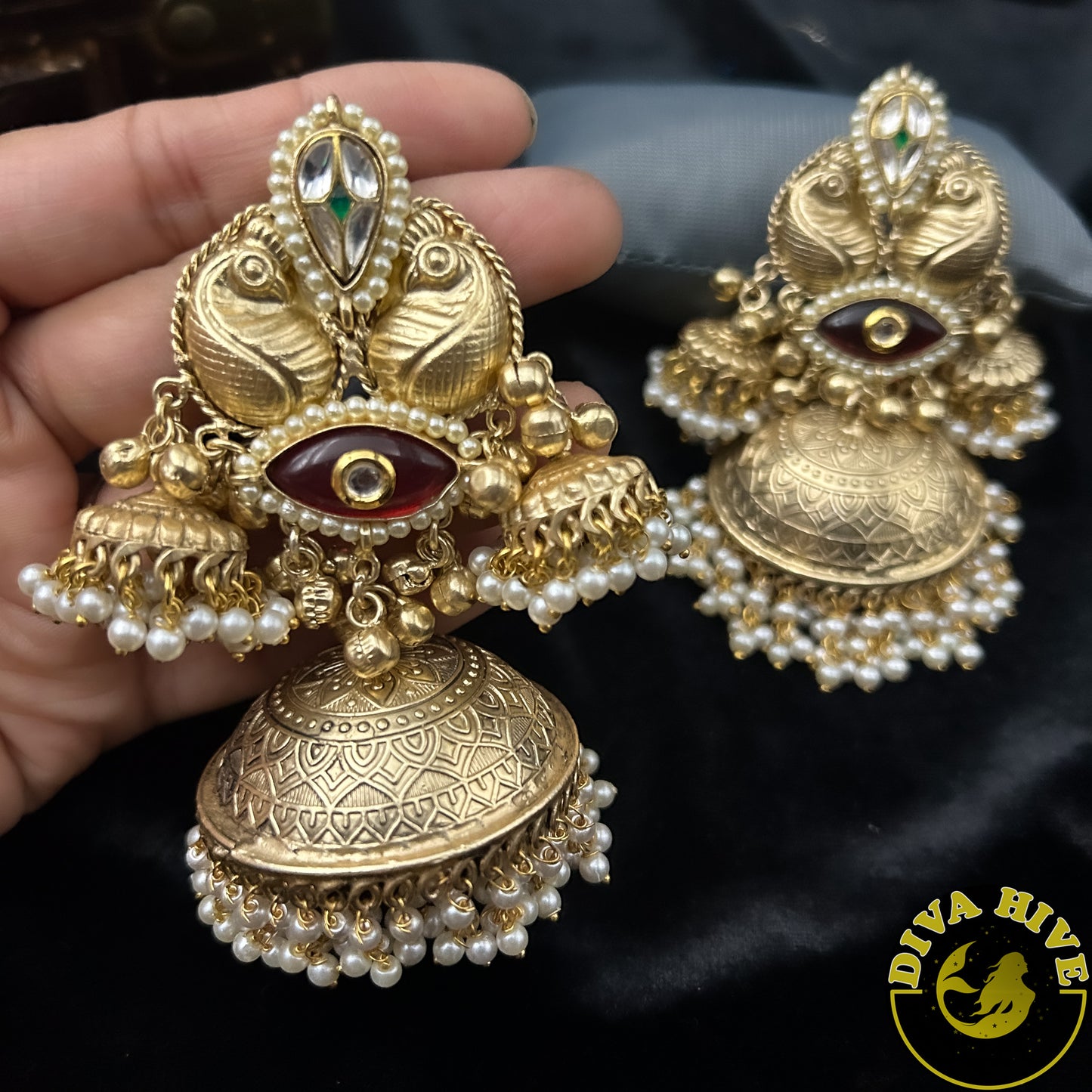 Three Layer Kamini Jumka | Statement Earring - Earring -925Silver, Diva Exclusive, Earring, Fusion, Silver - Divahive