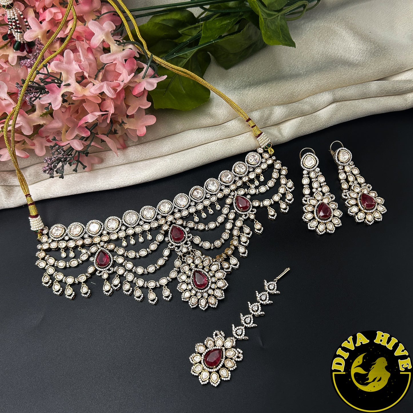 Padma Moissanite Bridal/Semi Bridal Choker - Necklace -Diva Exclusive, featured, moissanite, Necklace - Divahive