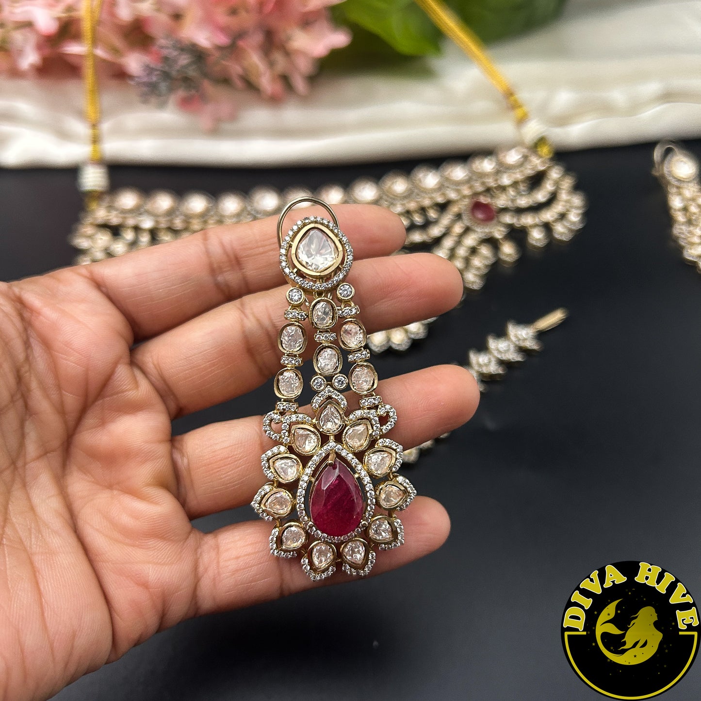 Padma Moissanite Bridal/Semi Bridal Choker - Necklace -Diva Exclusive, featured, moissanite, Necklace - Divahive