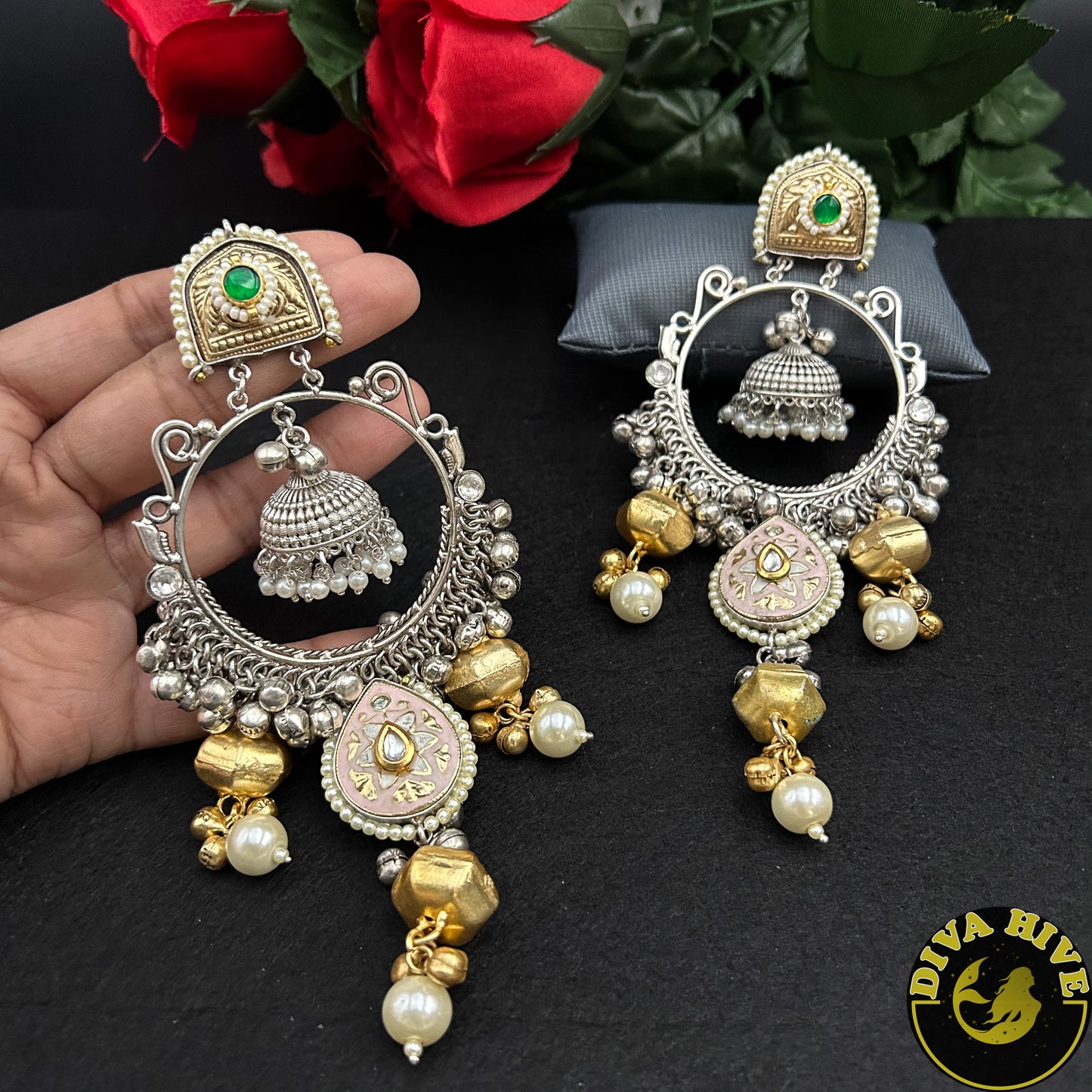 Silver Statement Chaandbali Earring | Tribal Earring | Diva Exclusive Earring - Earring -925Silver, Diva Exclusive, Earing, Earring - Divahive