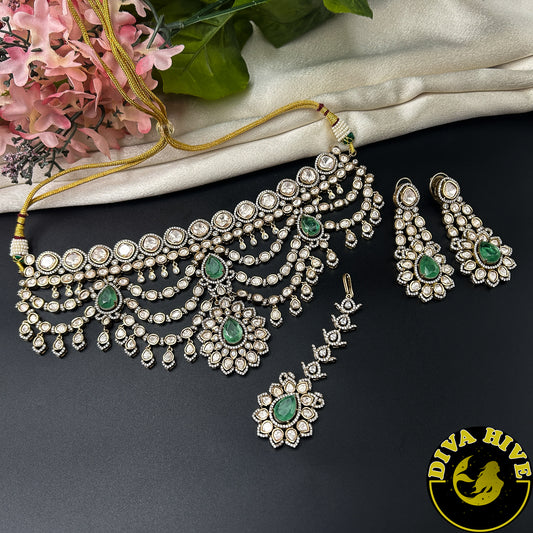 Padma Moissanite Bridal/Semi Bridal Choker - Necklace -Diva Exclusive, featured, moissanite, Necklace - Divahive