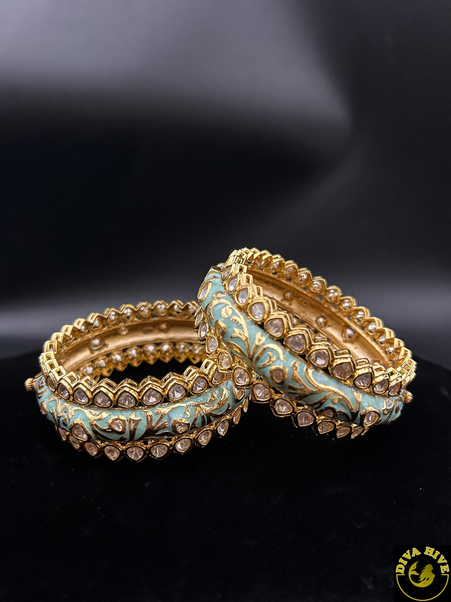 Premium Kundan Bangle - Bangle -Bangle, Bracelet, Diva Exclusive, Kundan, Meenawork - Divahive