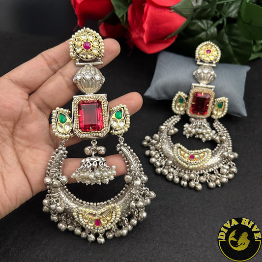 Mohini Statement Earring | Diva Exclusive Earring | Khwab Earring - Earring -925Silver, Diva Exclusive, Earing, Earring, featured, Fusion, Silver - Divahive