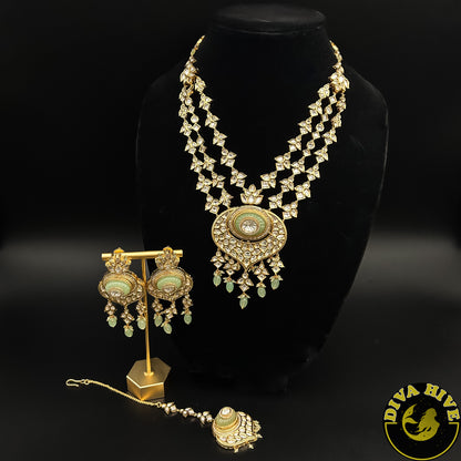 Three Layer Fidaa Kundan Necklace - Necklace -Kundan, Necklace - Divahive