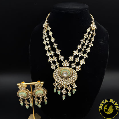 Three Layer Fidaa Kundan Necklace - Necklace -Kundan, Necklace - Divahive