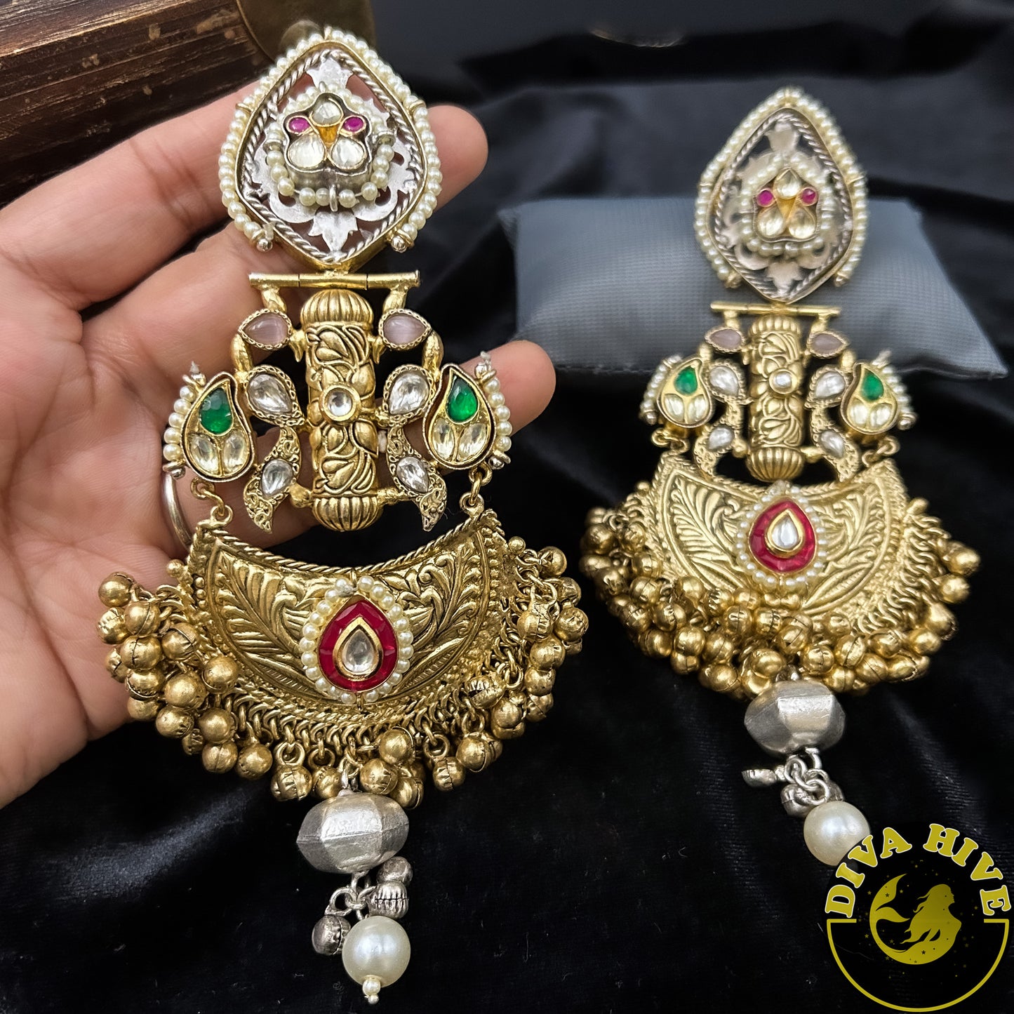 Pashmina Long Chaandbali Earring - Earring -925Silver, Diva Exclusive, Earring, Fusion, Silver - Divahive