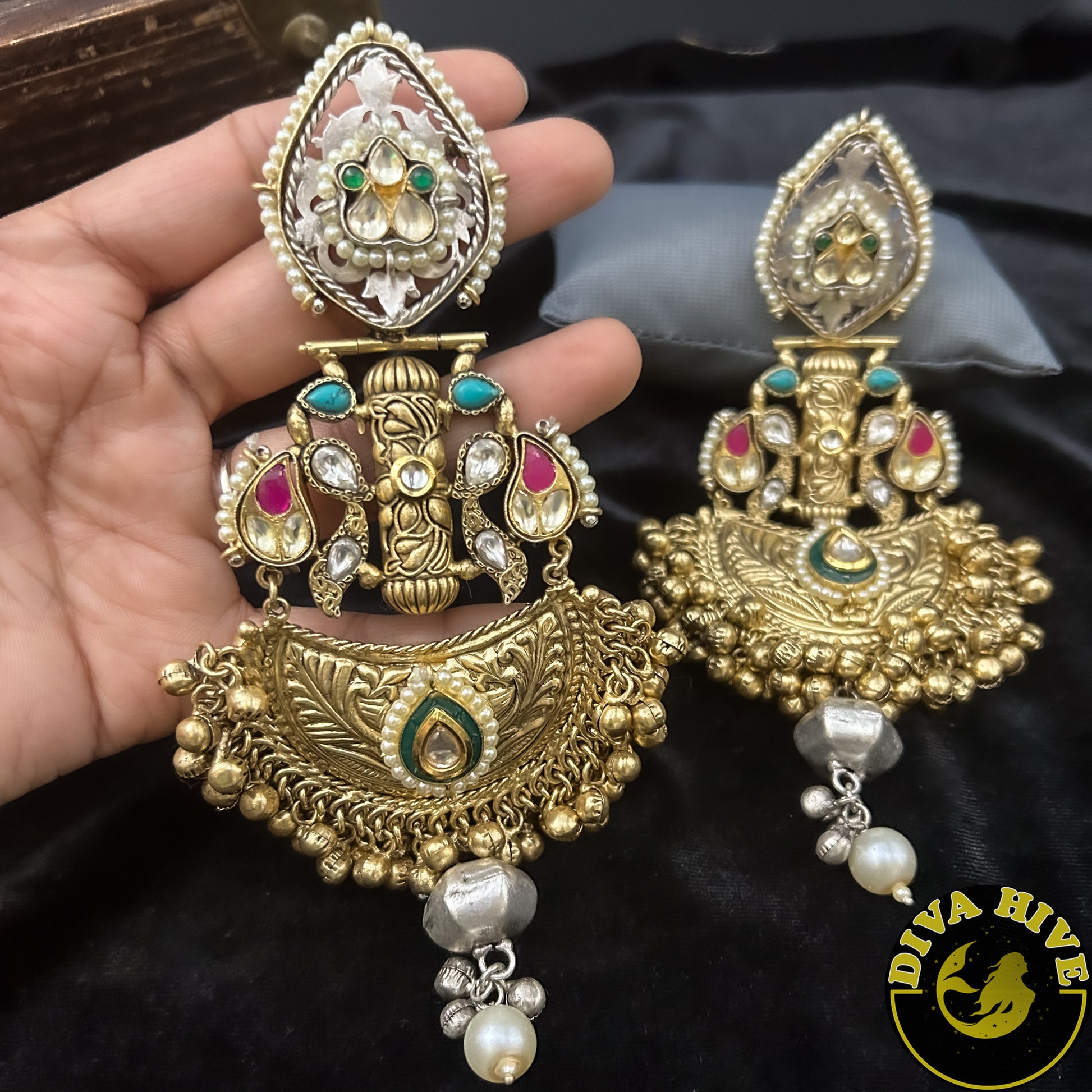 Pashmina Long Chaandbali Earring - Earring -925Silver, Diva Exclusive, Earring, Fusion, Silver - Divahive