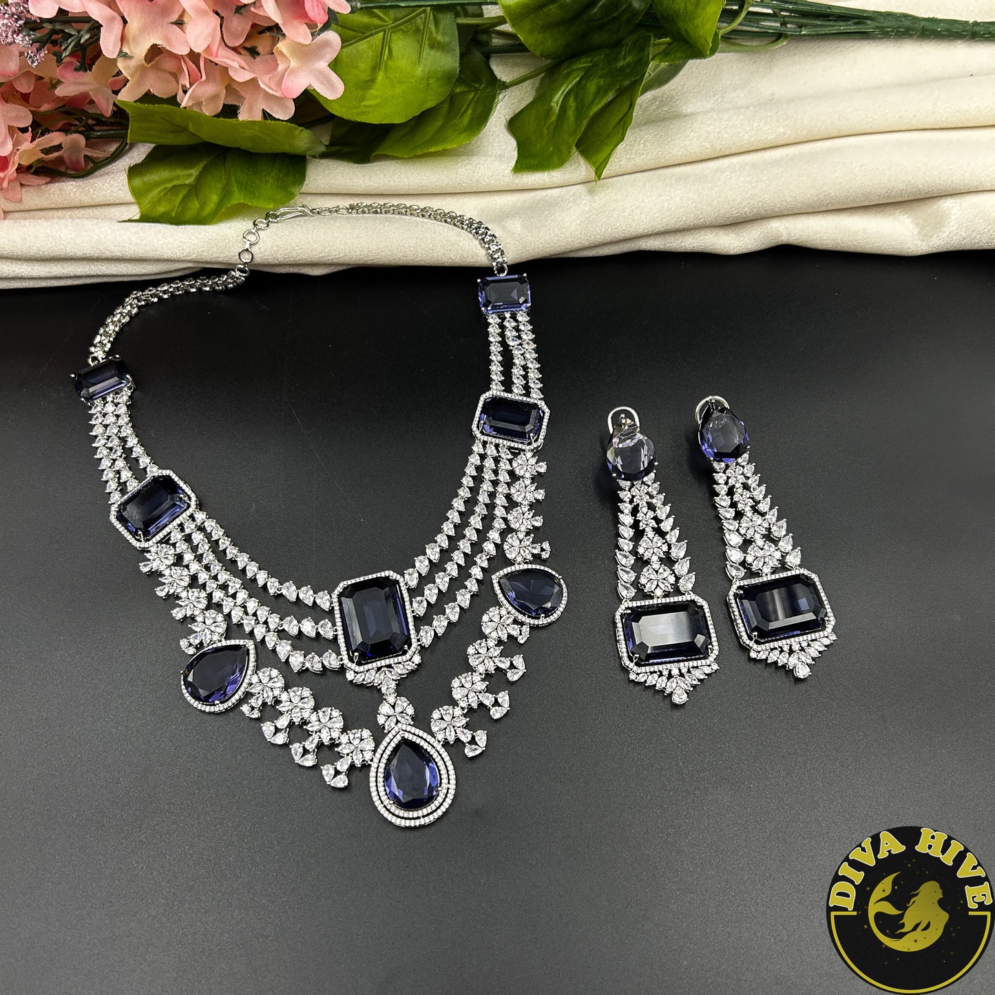 Sneh AD/CZ and Doublet Layered Necklace