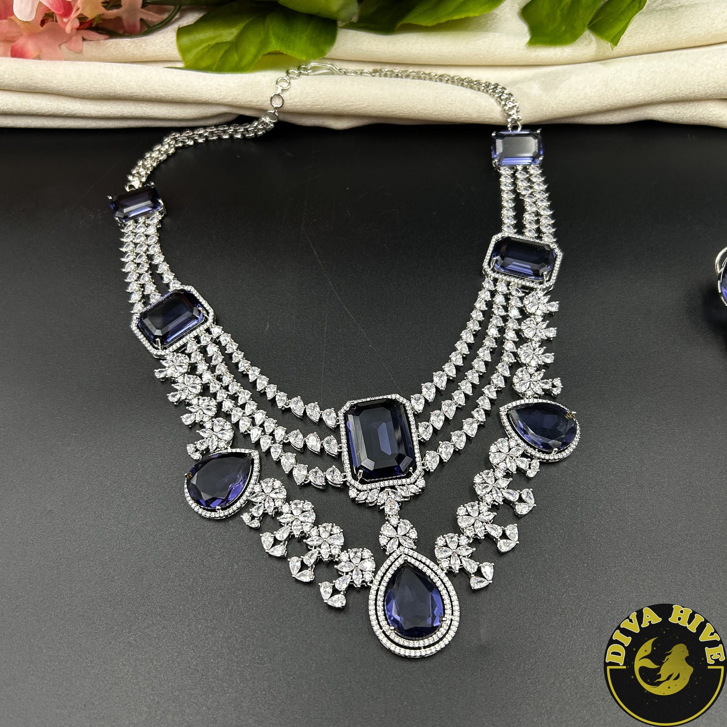 Sneh AD/CZ and Doublet Layered Necklace